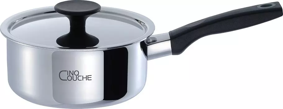 Urushiyama Metal Industries CQC-18S Кастрюля с одной ручкой, кастрюля, 7,1 дюйма (18 см), совместима с индукционной индукцией, полностью 5-слойная конструкция, сделано в Японии, Silver