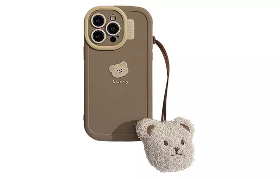 US8ACC чехол для телефона, Hairpin cute bear beige bear pendant phone case