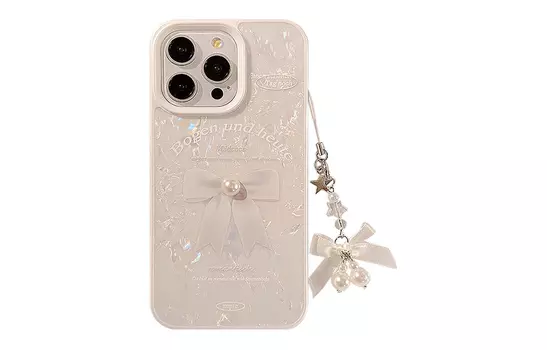 US8ACC чехол для телефона, Three-dimensional pearl white bow + white pearl pendant mobile p