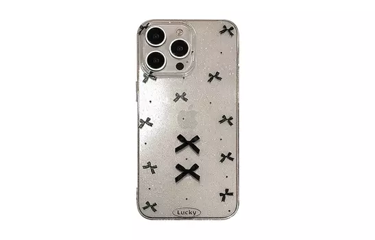 US8ACC чехол для телефона, Transparent fine glitter three-dimensional black knot phone case