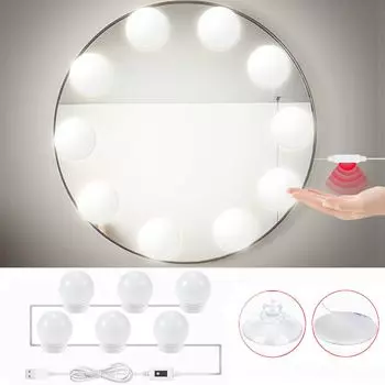 USB светодиодный светильник для зеркала, зеркало для макияжа, датчик освещения, светильник для макияжа, косметическое зеркало, лампа, 6 шт. ROSNEK