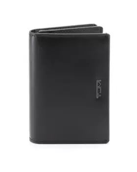 Усиленный мужской держатель для карт Nassau из черной кожи Tumi, чёрный