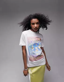 Усохшая футболка цвета экрю с графическим изображением Topshop и постером Pink Floyd