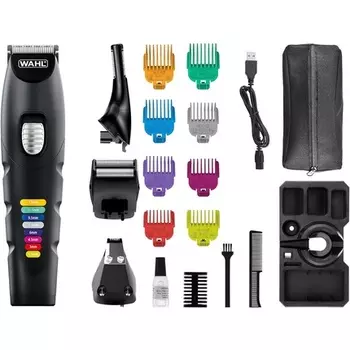 Усовершенствованный мультигрумер Wahl Color Trim с инновационными направляющими с цветовой маркировкой, время работы 240 минут, USB-зарядное устройство — черный