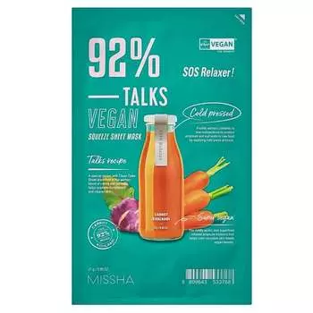 Успокаивающая тканевая маска для чувствительной кожи SOS Relaxer 27г Missha,Talks Vegan Squeeze Sheet Mask
