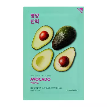 Успокаивающая тканевая маска с экстрактом авокадо pure essence mask sheet - avocado Holika Holika, количество 1 шт.