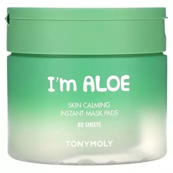 Успокаивающие салфетки Tony Moly I'm Aloe с мгновенной косметической маской для кожи, 80 листов