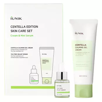 Успокаивающий и увлажняющий набор: сыворотка для лица, 15 мл + крем для лица, 60 мл Iunik Centella