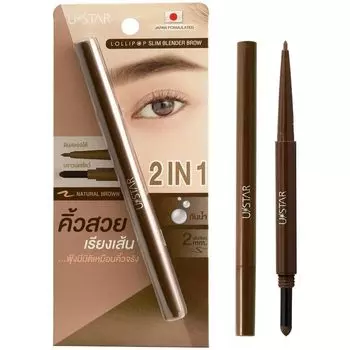 UStar Ustar Lollipop 2 In 1 Slim Blender Brow 0,5г. Натуральный коричневый, Natural Brown