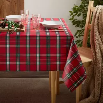 Устойчивая к загрязнениям скатерть из окрашенной в пряже хлопчатобумажной смеси - Eidyn Lisola, красный