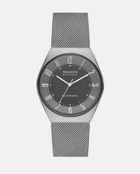 Устойчивые мужские часы Grenen на солнечной энергии SKW6836 с черной стальной сеткой Skagen, черный