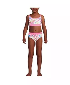 Устойчивый к хлору купальник для девочек, купальник бикини, верх и низ UPF 50 Lands' End, розовый