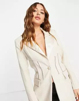 Устричный блейзер со стразами и корсетом ASOS DESIGN
