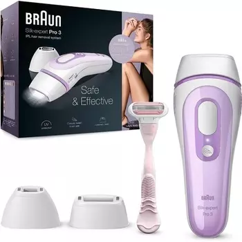 Устройство для удаления волос Silk-Expert Pro 3 Белый/Фиолетовый с бритвой Venus, Braun
