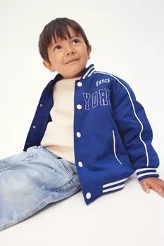 Утепленная бейсбольная куртка H&M, синий