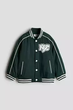Утепленная бейсбольная куртка H&M, зеленый