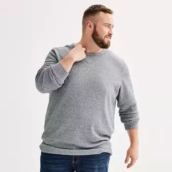Утепленная футболка с длинными рукавами Big & Tall Sonoma Goods For Life Essential, цвет Grey Heather