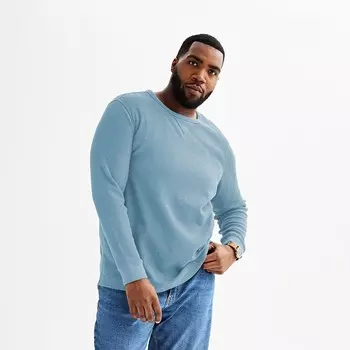 Утепленная футболка с длинными рукавами Big & Tall Sonoma Goods For Life Essential, цвет Light Blue