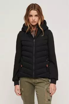 Утепленная гибридная куртка Storm с капюшоном Superdry, черный