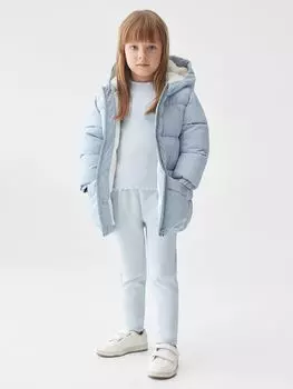 Утепленная куртка Baby Julong на подкладке из искусственной овчины с капюшоном Mango, светло-пастельный синий