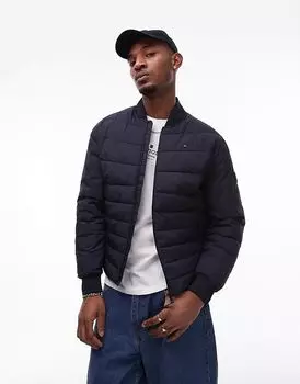 Утепленная куртка-бомбер свободного кроя темно-синего цвета Tommy Hilfiger