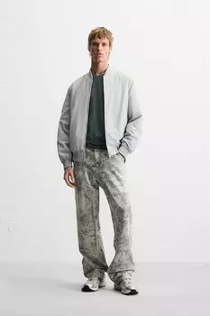 Утепленная куртка-бомбер ZARA, серый