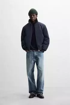 Утепленная куртка-бомбер ZARA, темно-синий