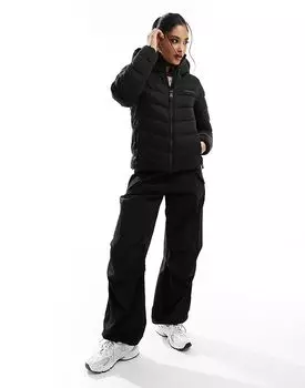 Утепленная куртка из микрофибры с капюшоном черного цвета Superdry