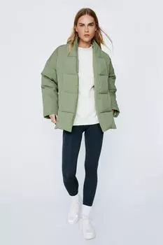 Утепленная куртка оверсайз с поясом и длинными рукавами Nasty Gal, хаки