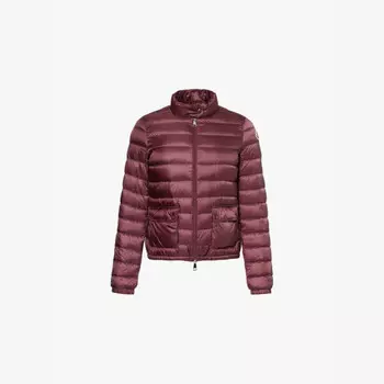 Утепленная куртка-пуховик с фирменной нашивкой Moncler, бургундия