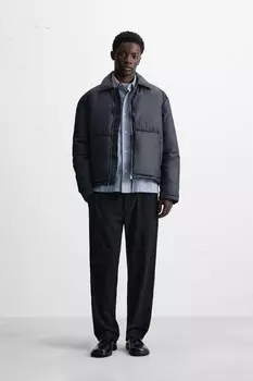 Утепленная куртка с эффектом воще ZARA, синий