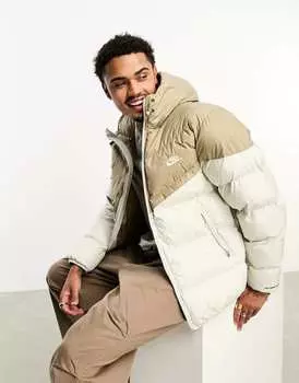 Утепленная куртка с капюшоном цвета хаки и парусом Nike Windrunner