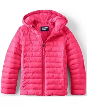 Утепленная куртка с капюшоном для девочек Lands' End, синий