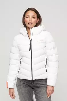 Утепленная куртка с капюшоном из микрофибры Superdry, белый