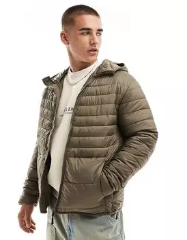 Утепленная куртка с капюшоном, коричневого цвета Jack & Jones
