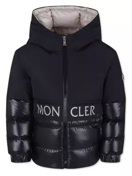 Утепленная куртка с логотипом Moncler Enfant, синий