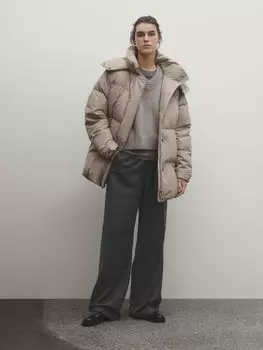 Утепленная куртка с наполнителем пух и перо Massimo Dutti, серо-коричневый