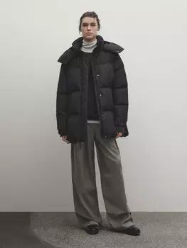 Утепленная куртка с наполнителем пух и перо Massimo Dutti, черный
