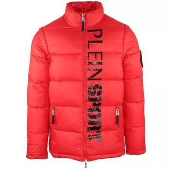 Утепленная куртка с вертикальным логотипом Plein Sport, красный