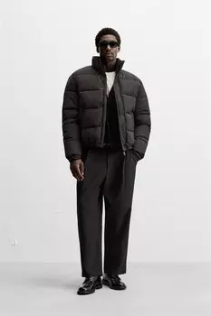 Утепленная куртка свободного кроя ZARA, черный
