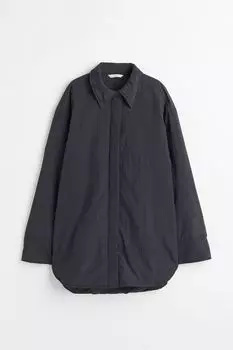 Утепленная нейлоновая рубашка H&amp;M, черный