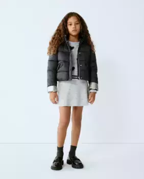 Утепленная парка для девочки с манжетами на рукавах Kids El Corte Ingls, антрацит