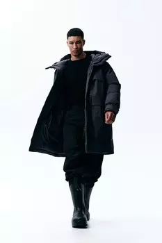 Утепленная парка из термомува обычного кроя H&M, синий
