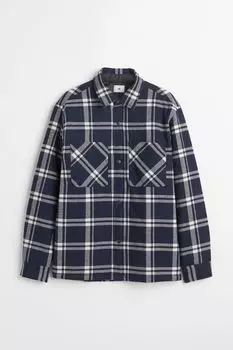 Утепленная рубашка H&amp;M, темно-синий/белая клетка