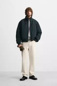Утепленная техническая куртка ZARA, темно-зеленый