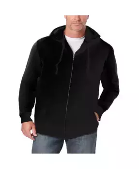 Утепленная толстовка с капюшоном и молнией Big & Tall удлиненного кроя KingSize, черный