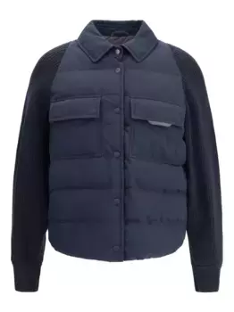 Утепленная трикотажная куртка с рукавами Brunello Cucinelli, синий