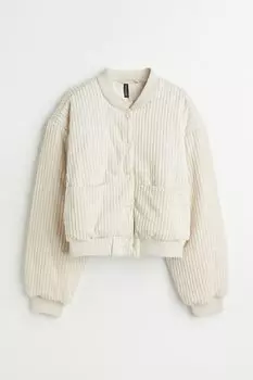 Утепленная вельветовая куртка H&amp;M, сливочный