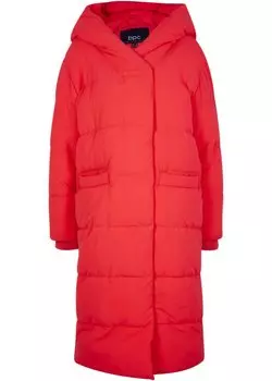 Утепленное пальто оверсайз с капюшоном из переработанного полиэстера Bpc Bonprix Collection, красный