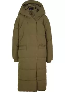 Утепленное пальто оверсайз с капюшоном из переработанного полиэстера Bpc Bonprix Collection, зеленый